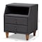 Baxton Studio Claverie Charcoal Upholstered 2-Drawer Wood Nightstand 155-9109 - alternate 3